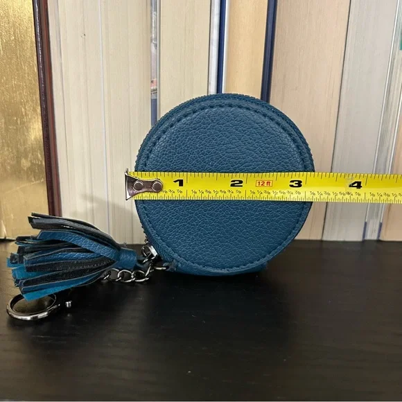 Blue and Beige Patterned Coin Purse/Bag Charm - Picture 8 of 9